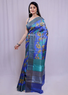 Blue Tussar Silk Saree With Blouse Piece - Indian Silk House Agencies