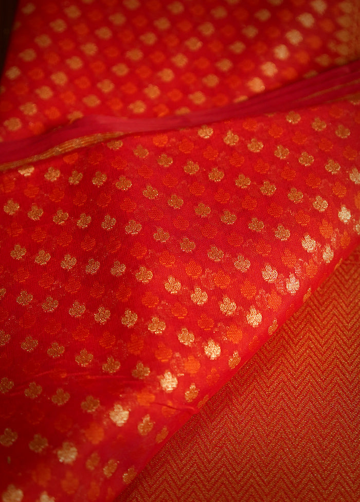 Red Kora Silk Saree With Blouse Piece - Indian Silk House Agencies