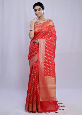 Red Kora Silk Saree With Blouse Piece - Indian Silk House Agencies