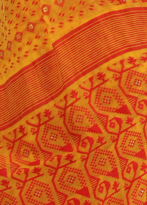 Yellow Tant Jamdani Saree Without Blouse Piece - Indian Silk House Agencies