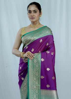 Purple Katan Silk Saree With Blouse Piece - Indian Silk House Agencies