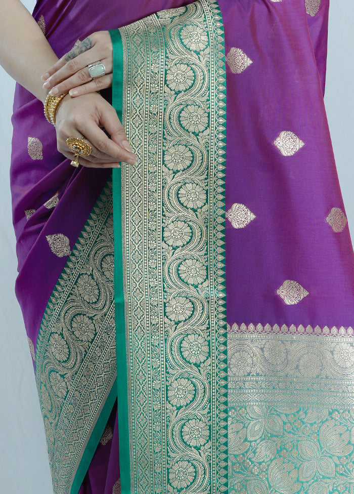 Purple Katan Silk Saree With Blouse Piece - Indian Silk House Agencies