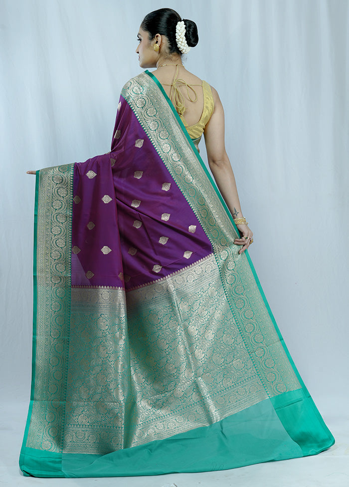 Purple Katan Silk Saree With Blouse Piece - Indian Silk House Agencies