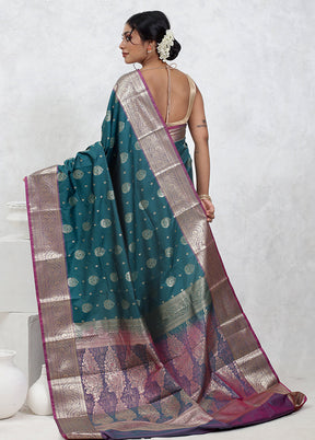 Green Kanjivaram Silk Saree With Blouse Piece