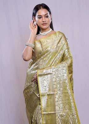 Green Kanjivaram Silk Saree With Blouse Piece - Indian Silk House Agencies