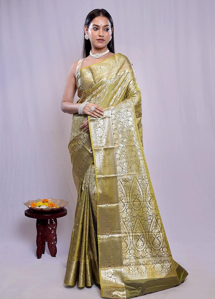 Green Kanjivaram Silk Saree With Blouse Piece - Indian Silk House Agencies