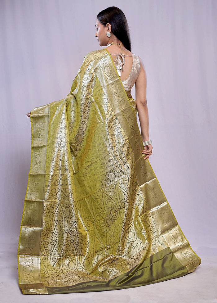 Green Kanjivaram Silk Saree With Blouse Piece - Indian Silk House Agencies