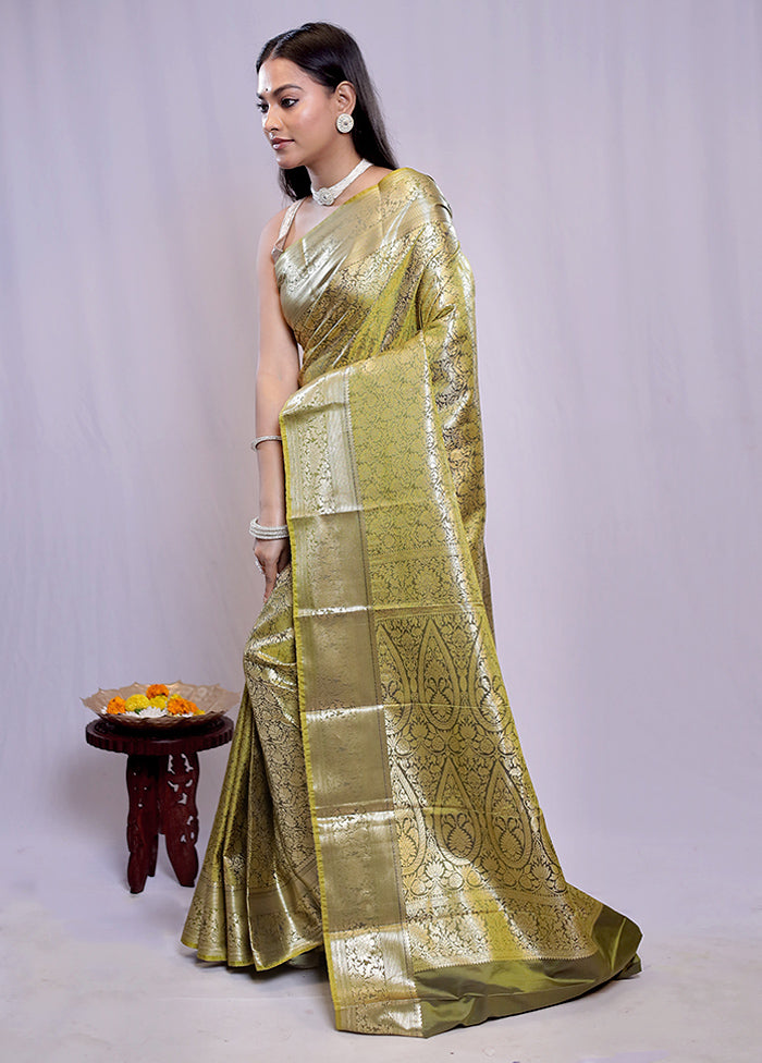 Green Kanjivaram Silk Saree With Blouse Piece - Indian Silk House Agencies