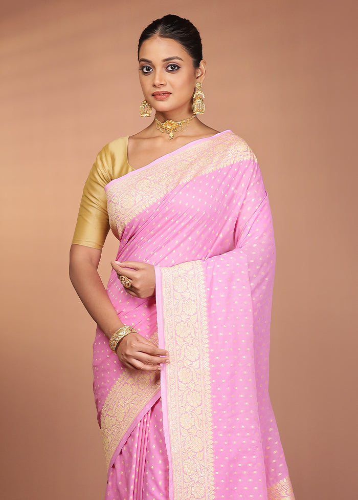 Pink Georgette Saree With Blouse Piece