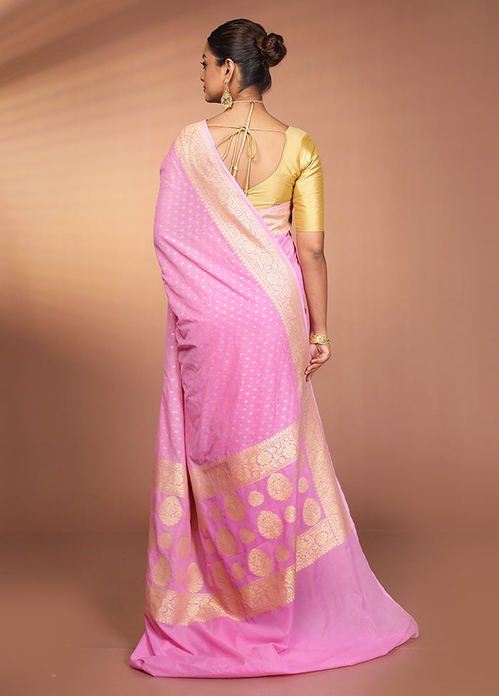 Pink Georgette Saree With Blouse Piece