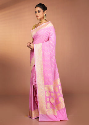 Pink Georgette Saree With Blouse Piece