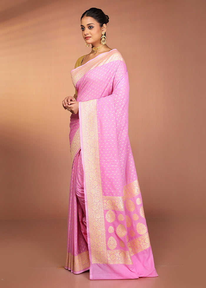 Pink Georgette Saree With Blouse Piece