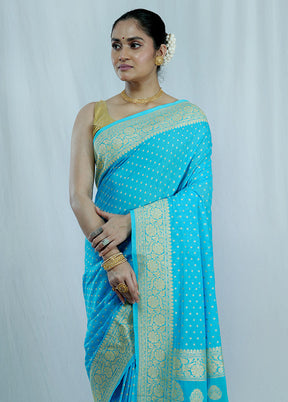 Blue Georgette Saree With Blouse Piece - Indian Silk House Agencies