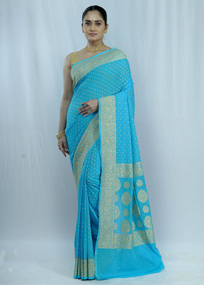 Blue Georgette Saree With Blouse Piece - Indian Silk House Agencies