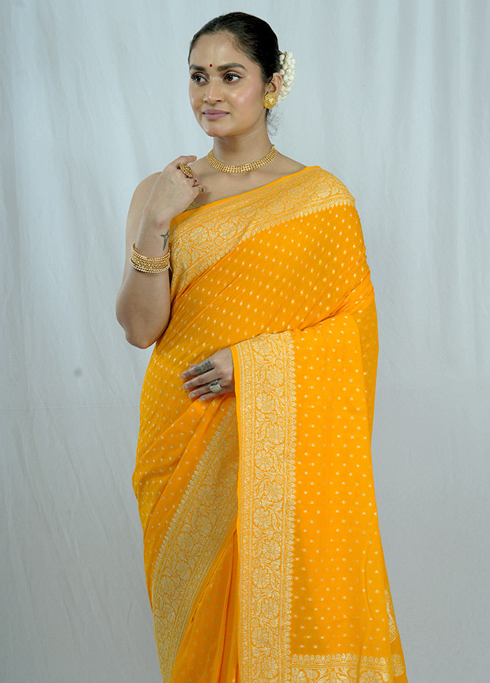 Yellow Georgette Saree With Blouse Piece - Indian Silk House Agencies