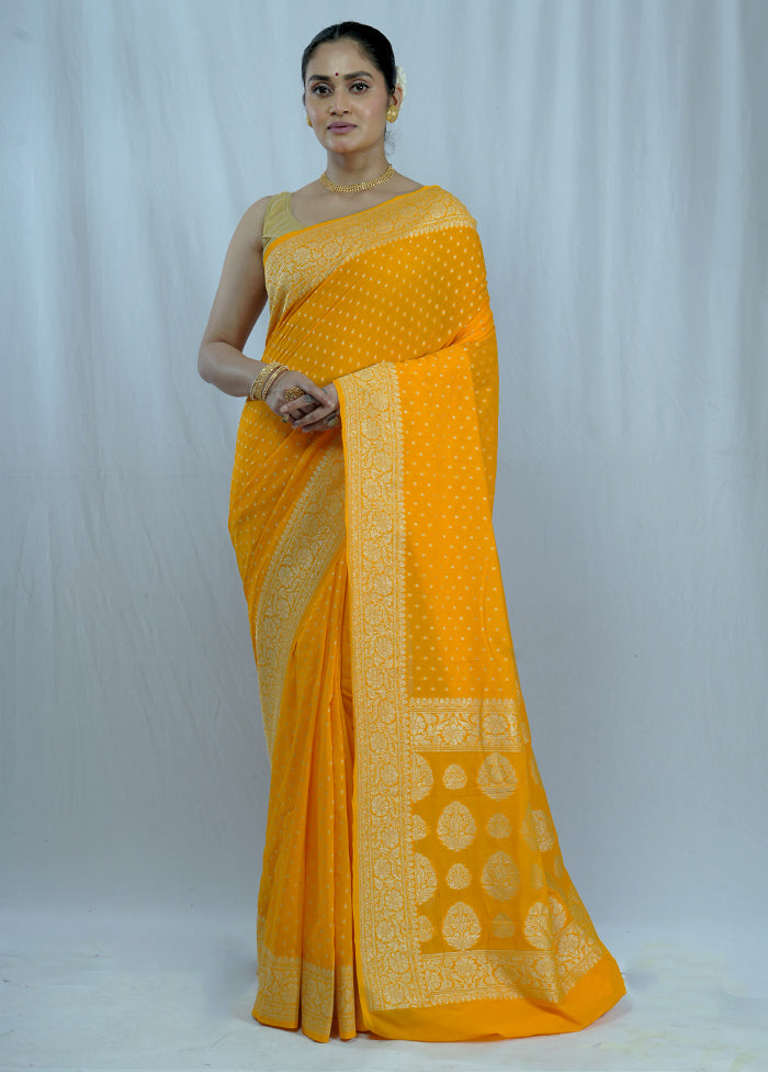 Yellow Georgette Saree With Blouse Piece - Indian Silk House Agencies