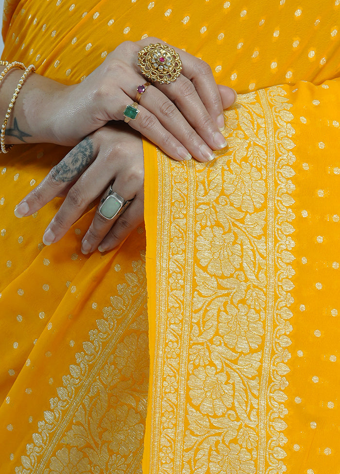 Yellow Georgette Saree With Blouse Piece - Indian Silk House Agencies