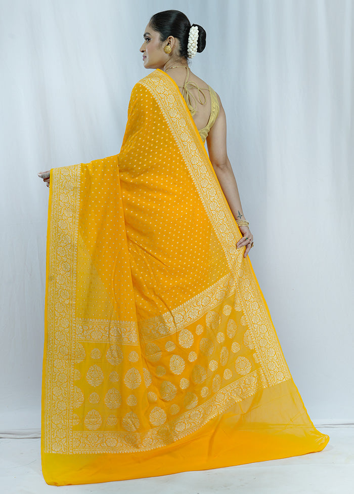 Yellow Georgette Saree With Blouse Piece - Indian Silk House Agencies