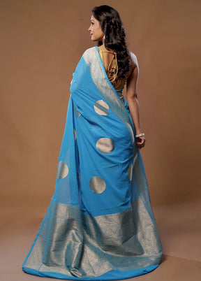 Blue Georgette Saree With Blouse Piece - Indian Silk House Agencies