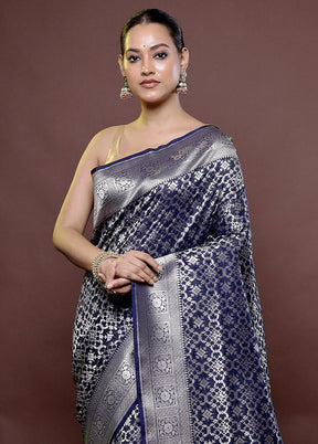Blue Uppada Silk Saree With Blouse Piece