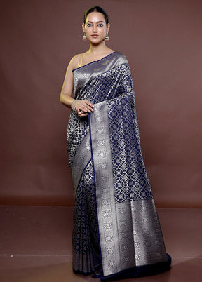 Blue Uppada Silk Saree With Blouse Piece