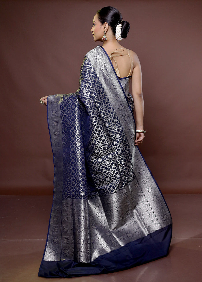 Blue Uppada Silk Saree With Blouse Piece