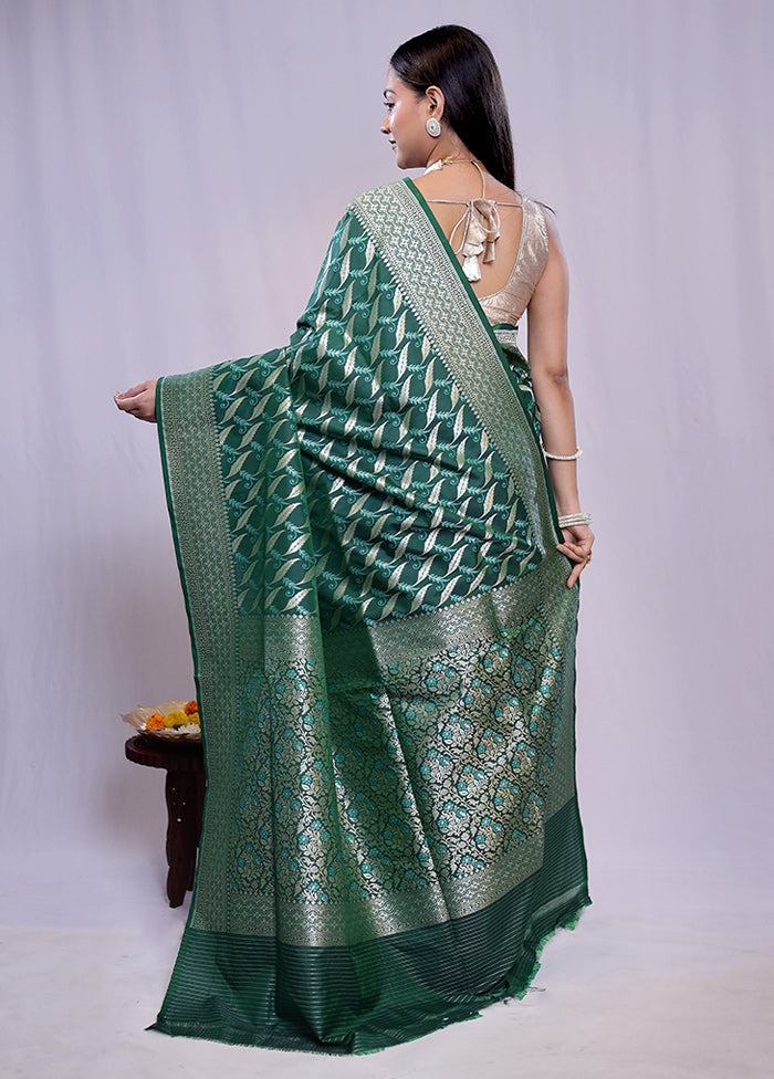 Green Uppada Silk Saree With Blouse Piece - Indian Silk House Agencies