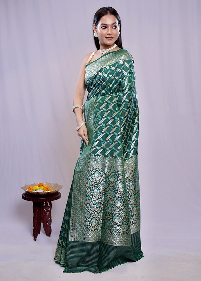 Green Uppada Silk Saree With Blouse Piece - Indian Silk House Agencies