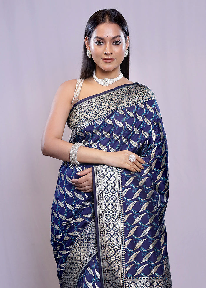 Blue Uppada Silk Saree With Blouse Piece - Indian Silk House Agencies