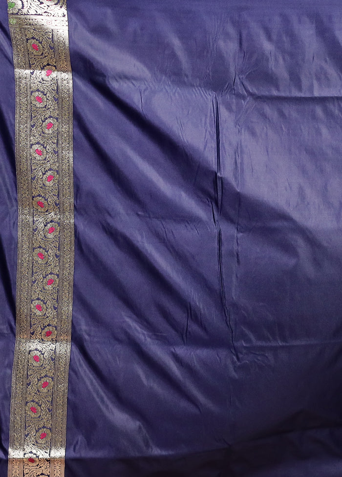 Blue Banarasi Silk Saree With Blouse Piece