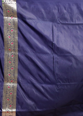 Blue Banarasi Silk Saree With Blouse Piece