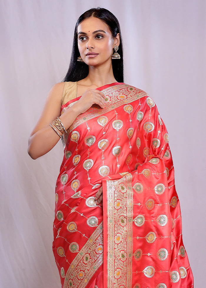 Pink Banarasi Silk Saree With Blouse Piece - Indian Silk House Agencies