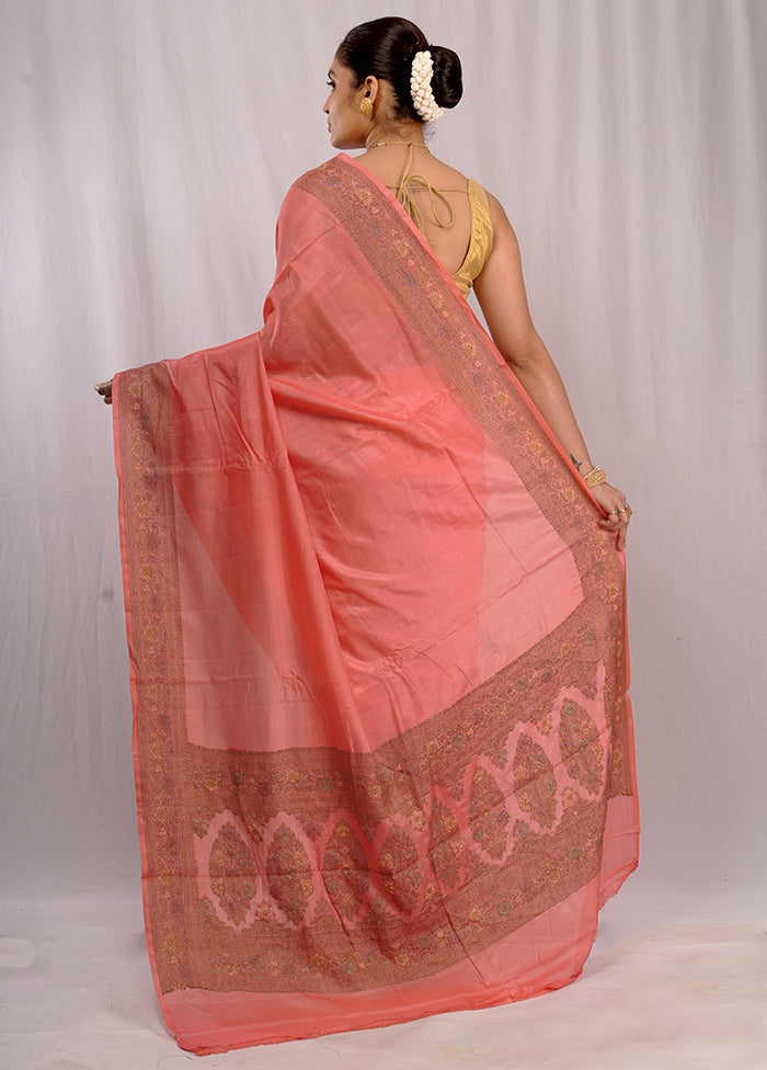 Pink Tussar Silk Saree With Blouse Piece - Indian Silk House Agencies