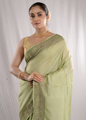 Green Tussar Silk Saree With Blouse Piece - Indian Silk House Agencies