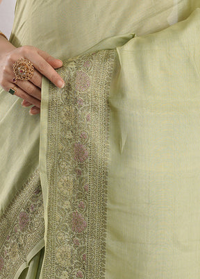 Green Tussar Silk Saree With Blouse Piece - Indian Silk House Agencies