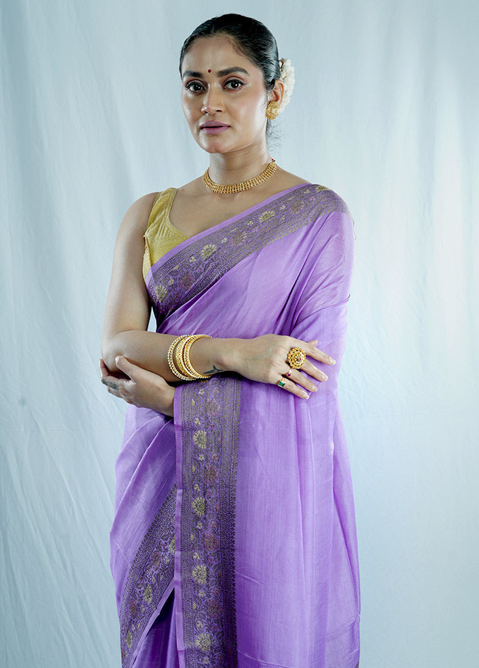 Purple Tussar Silk Saree With Blouse Piece - Indian Silk House Agencies