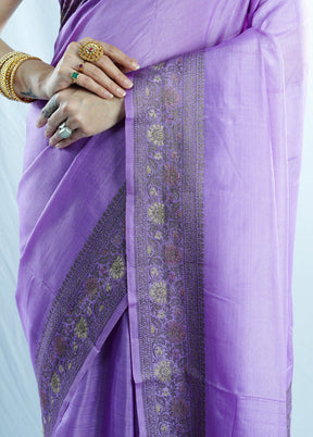 Purple Tussar Silk Saree With Blouse Piece - Indian Silk House Agencies