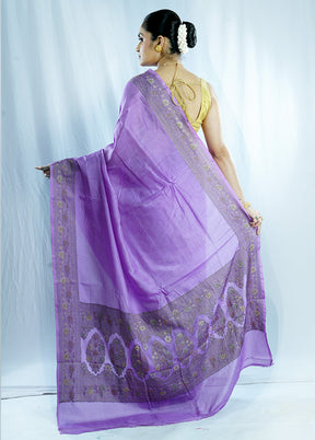 Purple Tussar Silk Saree With Blouse Piece - Indian Silk House Agencies