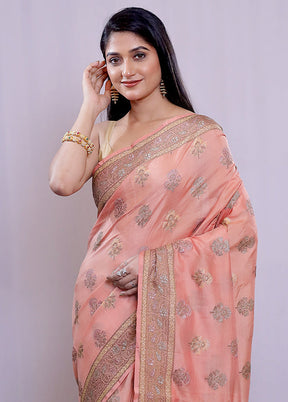 Pink Tussar Silk Saree With Blouse Piece - Indian Silk House Agencies