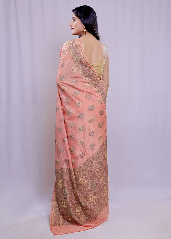 Pink Tussar Silk Saree With Blouse Piece - Indian Silk House Agencies