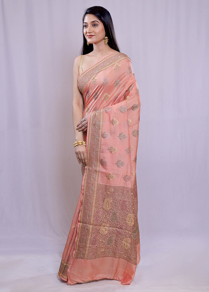 Pink Tussar Silk Saree With Blouse Piece - Indian Silk House Agencies