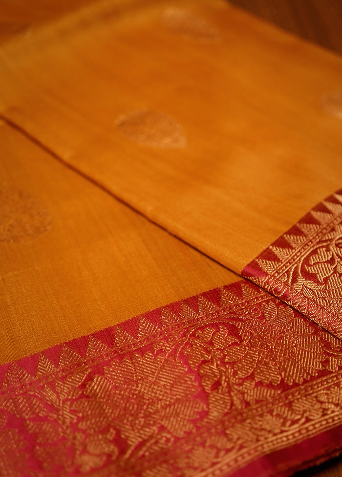 Yellow Tussar Pure Silk Saree With Blouse Piece - Indian Silk House Agencies