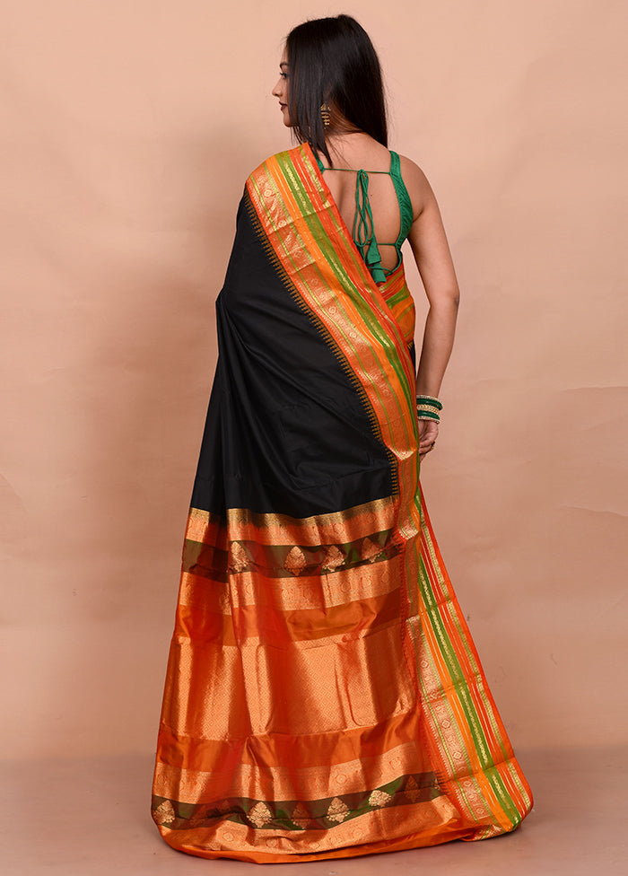 Black Dharmavaram Kanjivaram Silk Saree With Blouse Piece - Indian Silk House Agencies