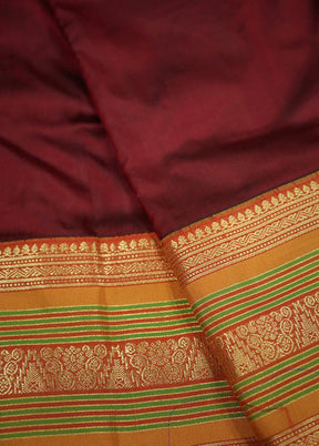 Maroon Kanjivaram Pure Silk Saree With Blouse Piece - Indian Silk House Agencies