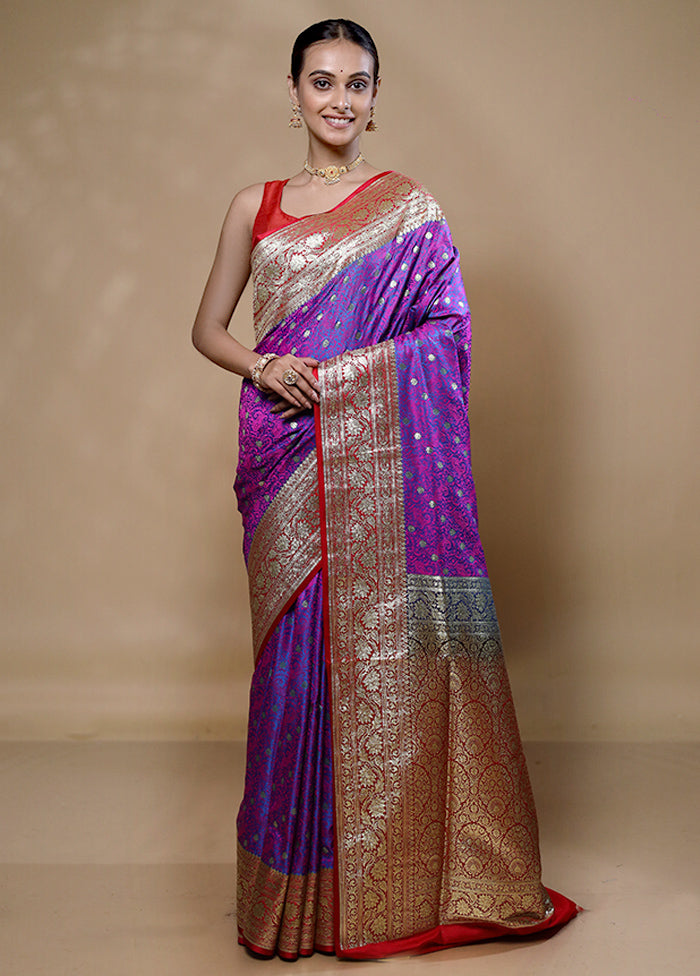 Purple Tanchoi Silk Saree With Blouse Piece