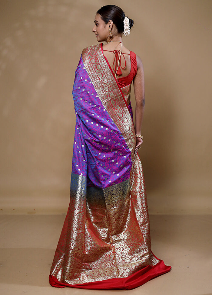 Purple Tanchoi Silk Saree With Blouse Piece