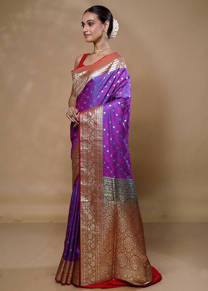 Purple Tanchoi Silk Saree With Blouse Piece