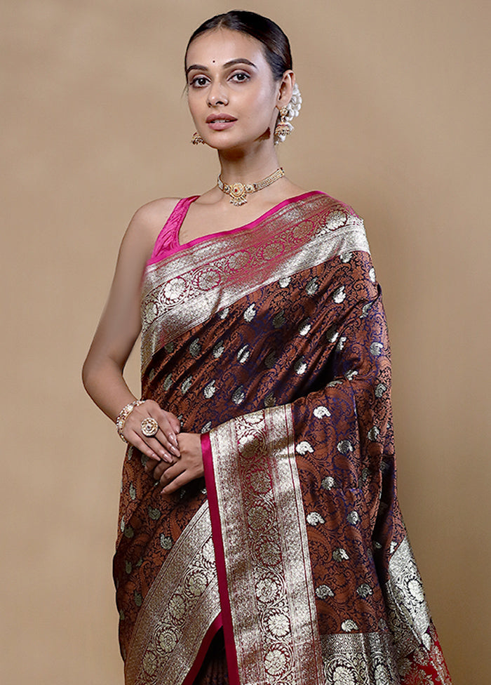 Maroon Tanchoi Silk Saree With Blouse Piece