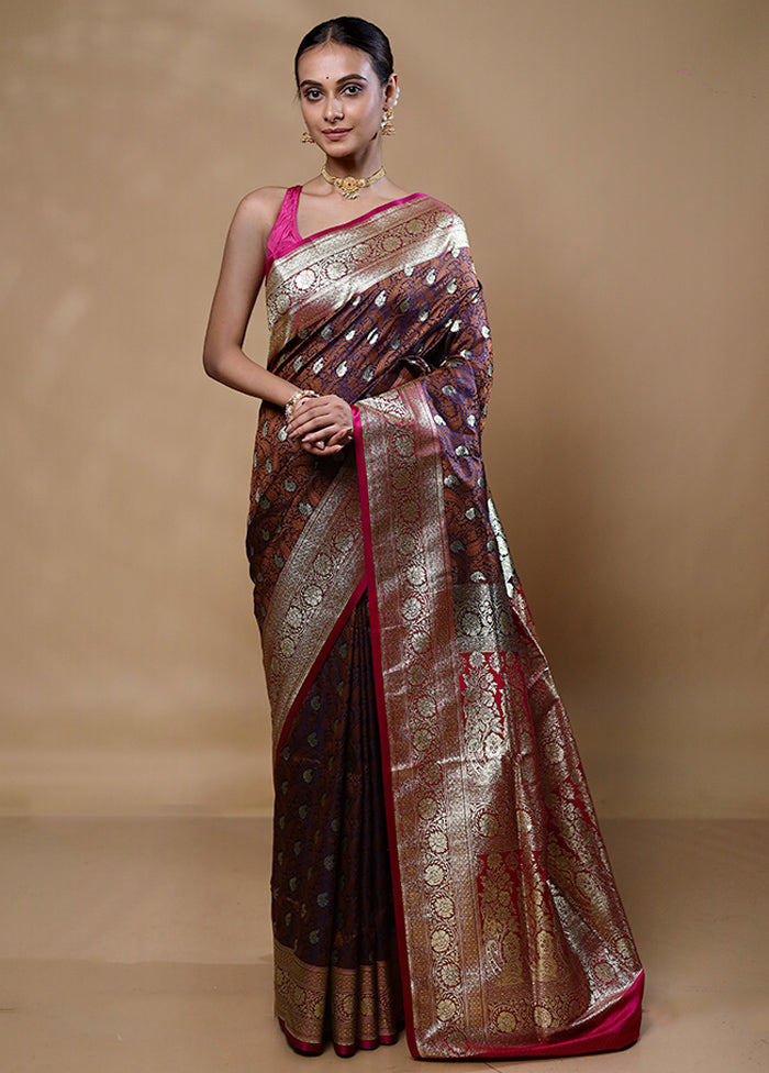 Maroon Tanchoi Silk Saree With Blouse Piece