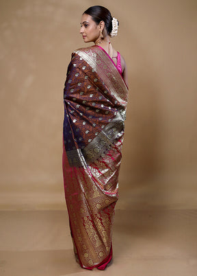 Maroon Tanchoi Silk Saree With Blouse Piece